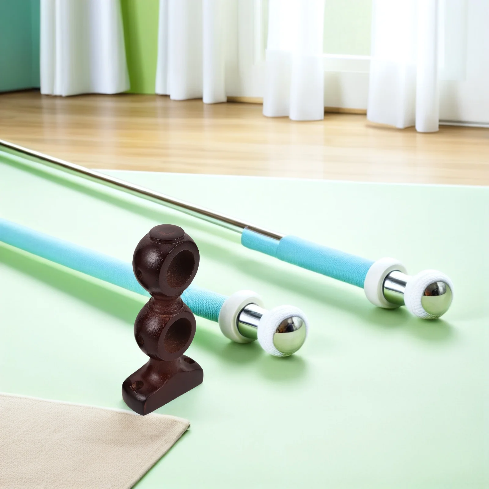 

2pcs Curtain Rod Bracket: Double Curtain Rod Holder Wood for 1" Pole - Wall Mounted Drapery Brackets Heavy Duty for Bedroom and