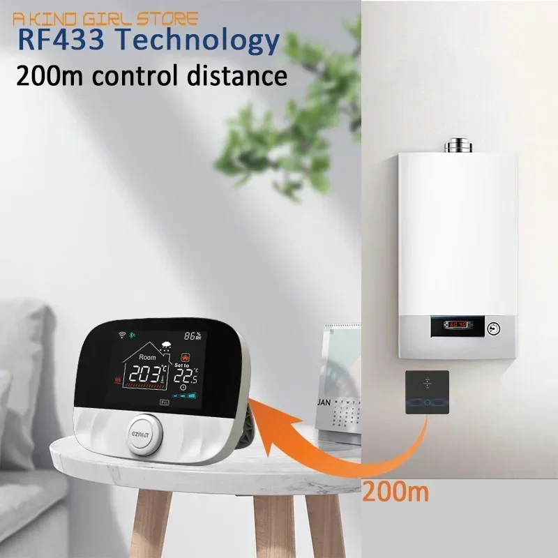 RF433 Wireless Thermostat WiFi for Floor Heating Water Gas Boiler Home Room Tuya Smart Programmable Temperature Controller