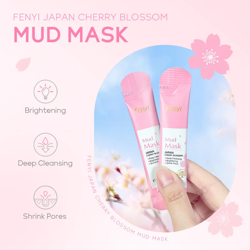 LAIKOU Sakura Mud Face Mask Deep Cleansing Reduce Wrinkle Night Facial Packs Skin Clean Blackhead Pores Smearing Mud Mask