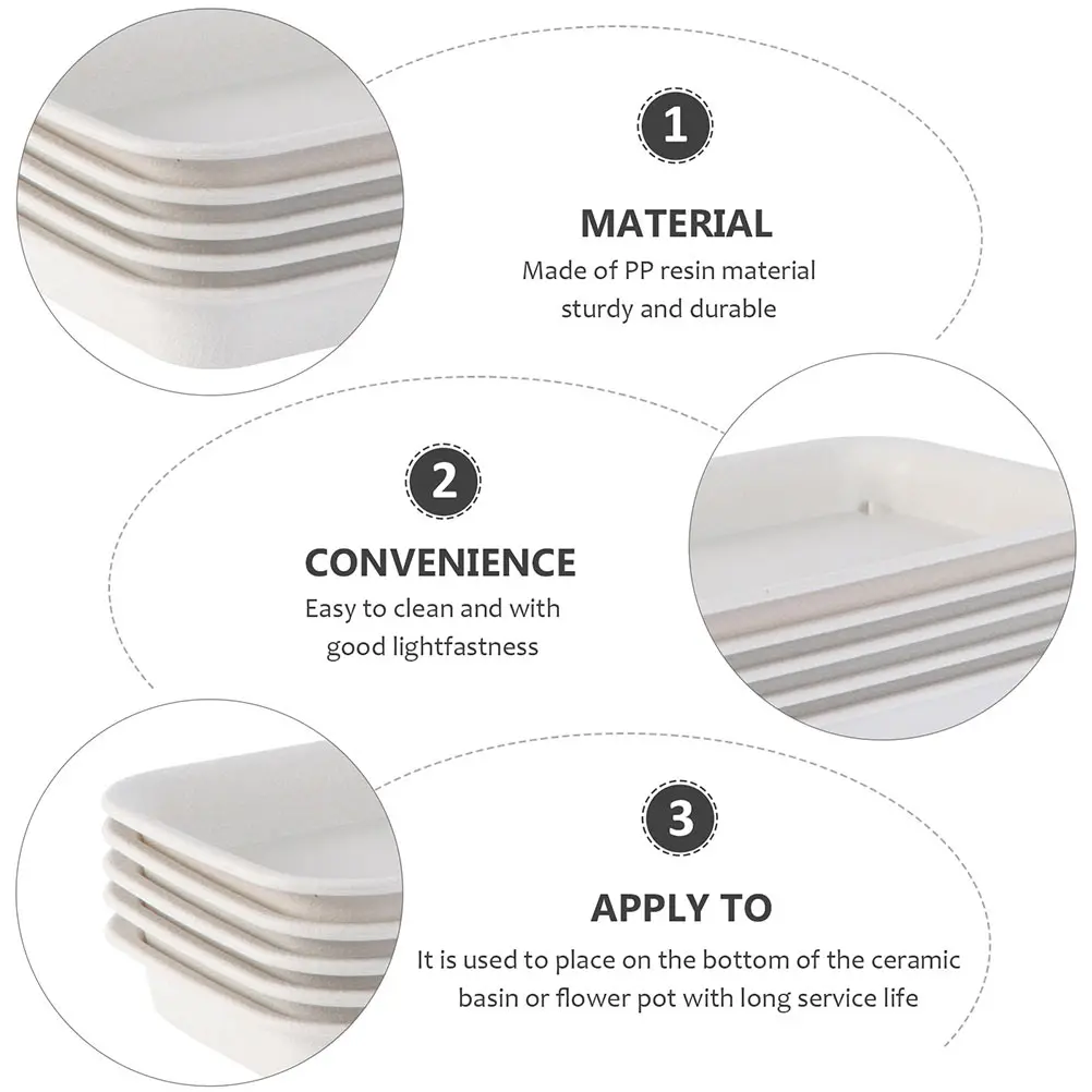 

4Pcs Rectangular Flowerpot Trays Beige Durable Plastic Plant Pot Bases Gardening Water Trays Garden Accessories Indoor Outdoor