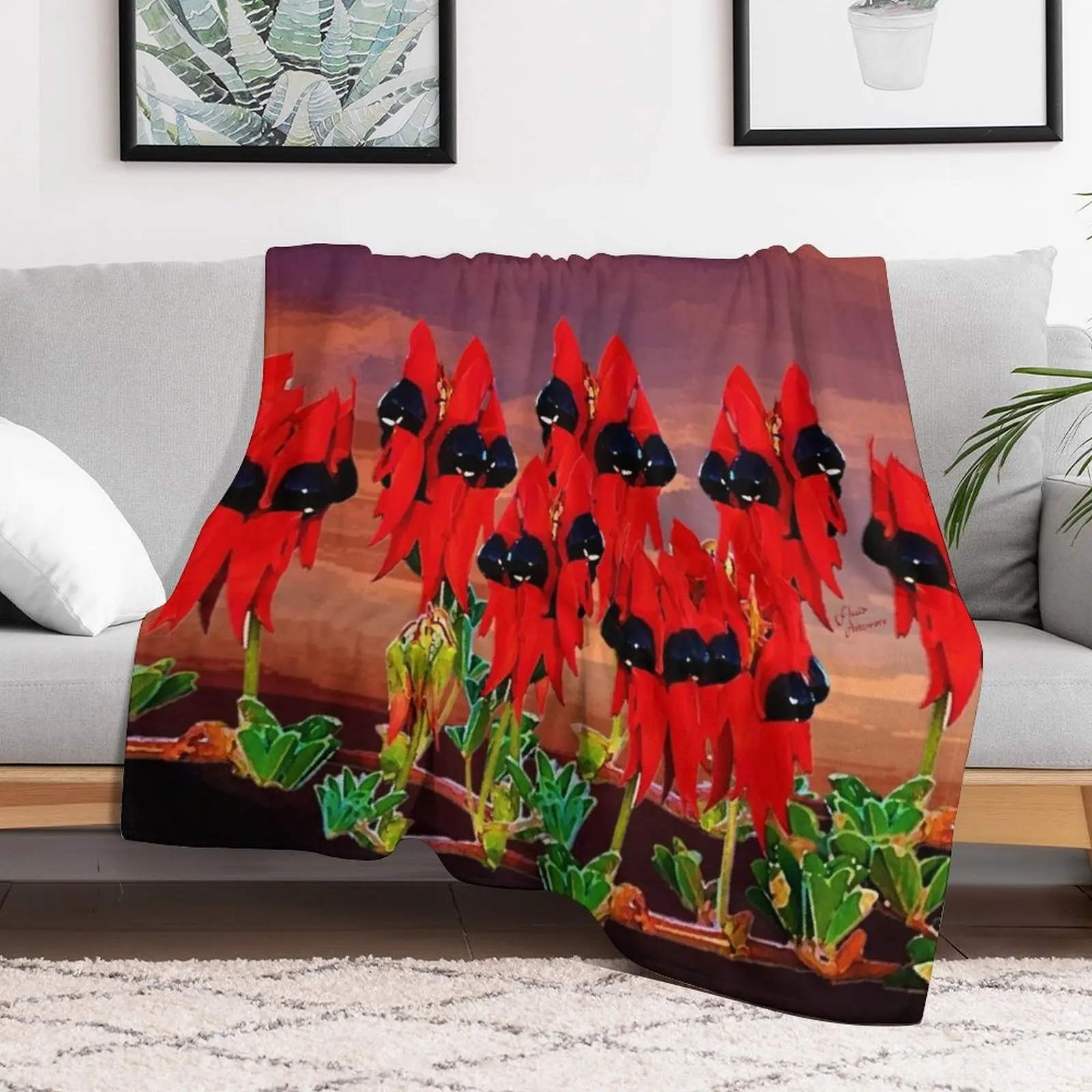 Aussie Sturt Desert Pea Throw Blanket Custom Thin Blankets