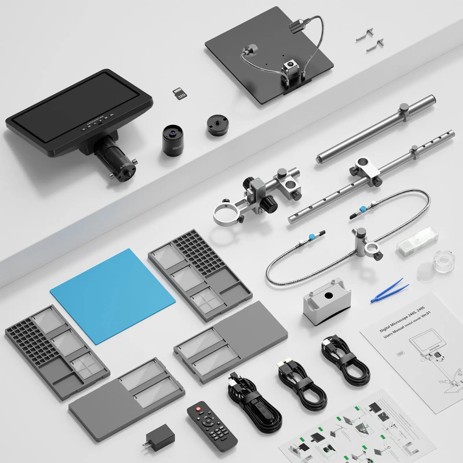 For Andonstar AD249S-M-Plus Trinocular 10\'\'High Definition Digital Microscope with 10-inch Screen +Extension Base for PCB Repair