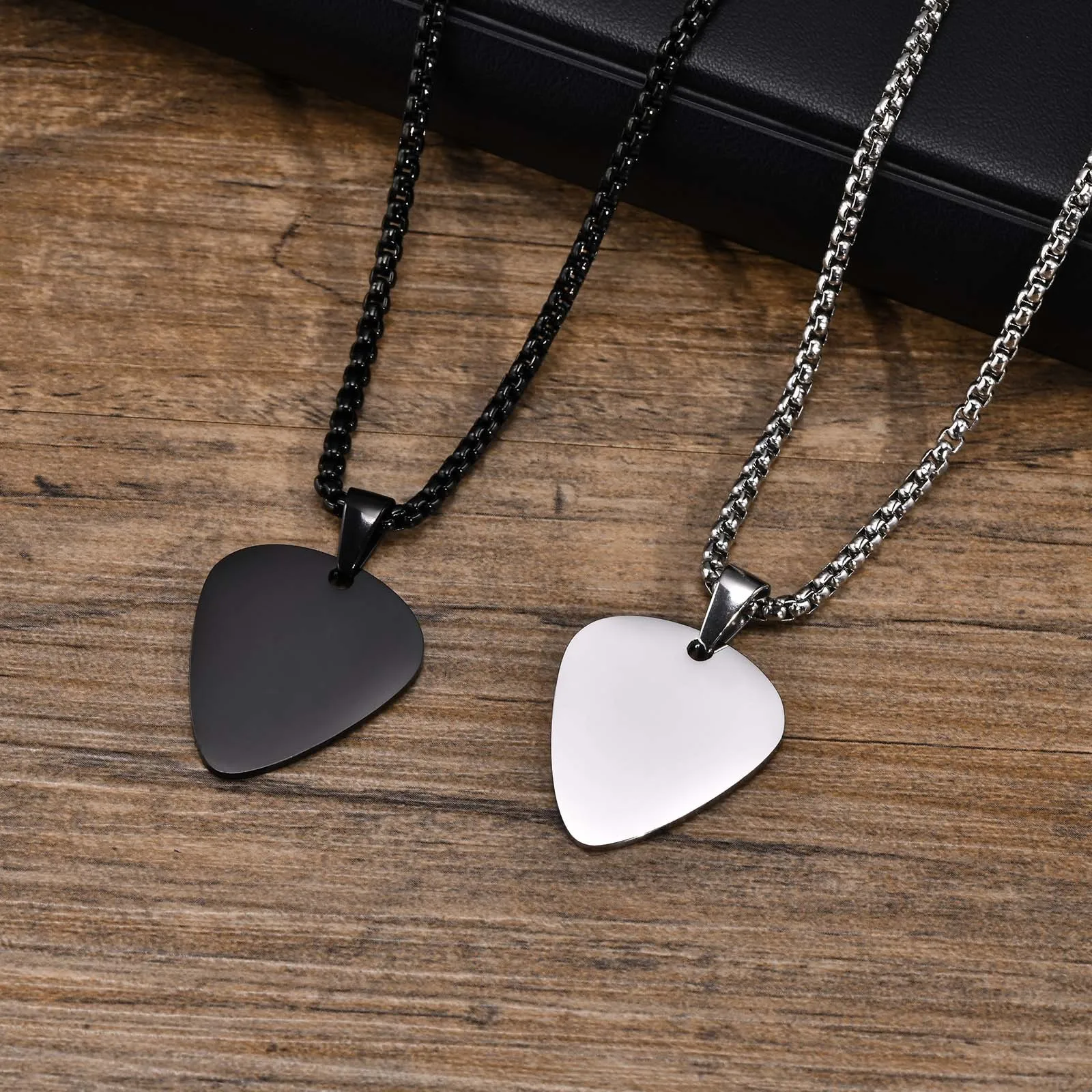 Mprainbow Unique Guitar Pick Necklace for Men Boys,Waterproof Stainless Steel Pendant Collar,Music-lovers Band Jewelry