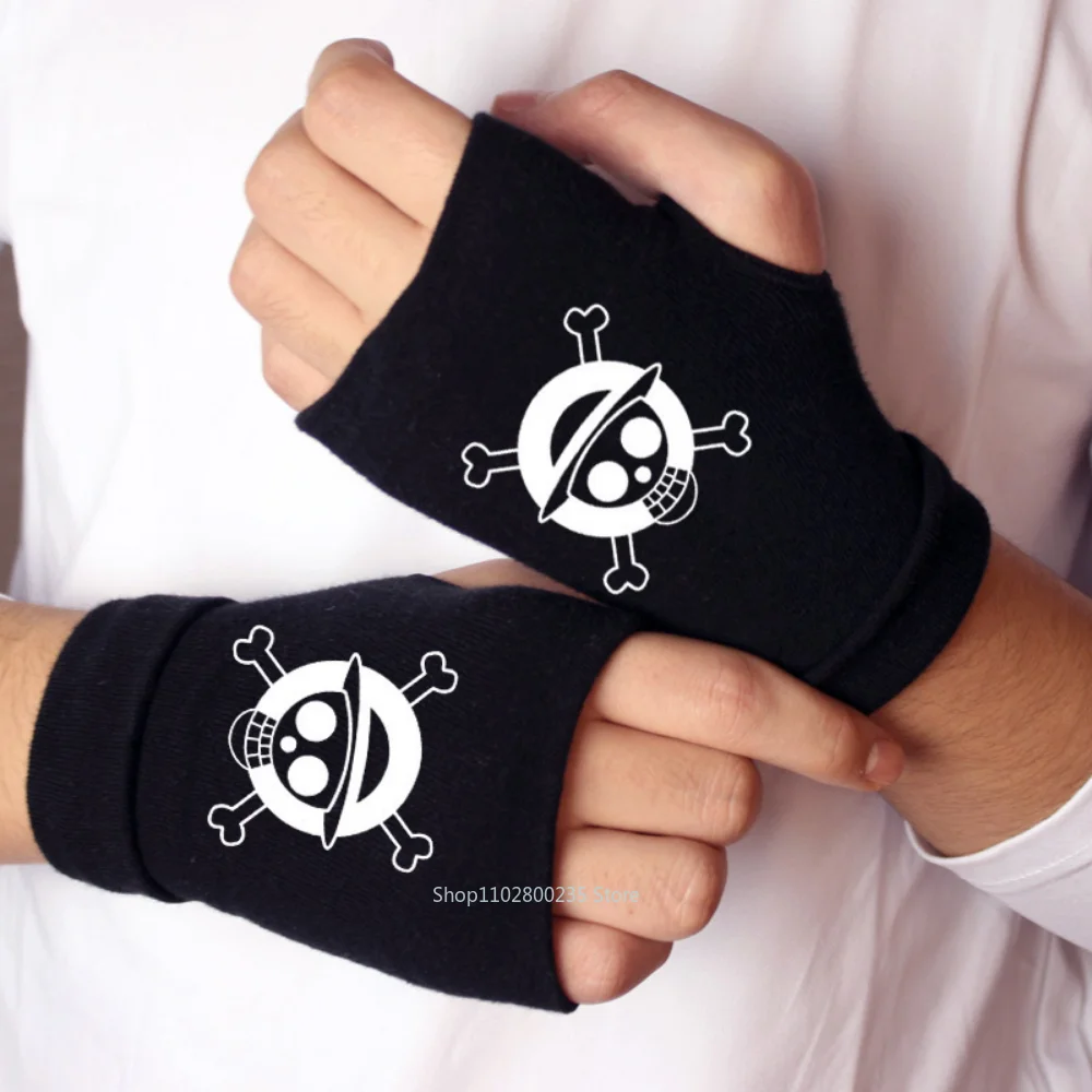 Anime One Piece Luminous Gloves Monkey D Luffy Wrist Cosplay Fingerless Fluorescence Skeleton Pirate Gloves Accessories Gift