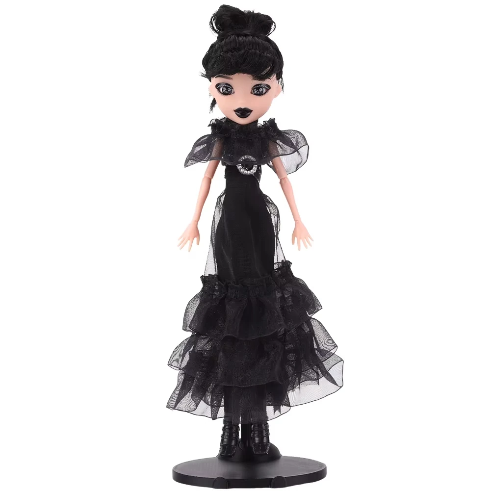 Wednesday Addams Dolls in Black Gothic Gown Premium Accessories and Doll Stand Inspired by Dance Scene