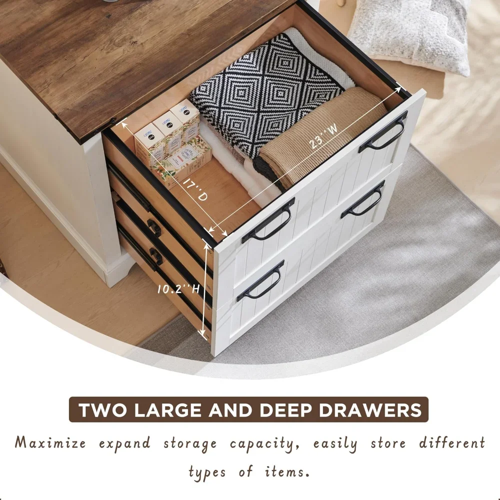 Farmhouse 2-Drawer File Cabinet - 30" Storage for A4/Letter/Legal Files, Hanging Folder Organizer"