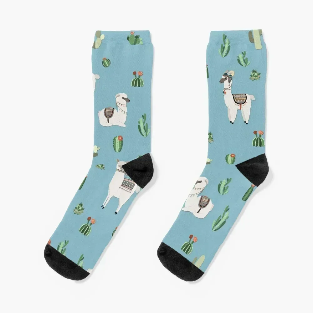 

Lama and cactus pattern Socks Climbing kawaii floor new year Socks Girl Men's
