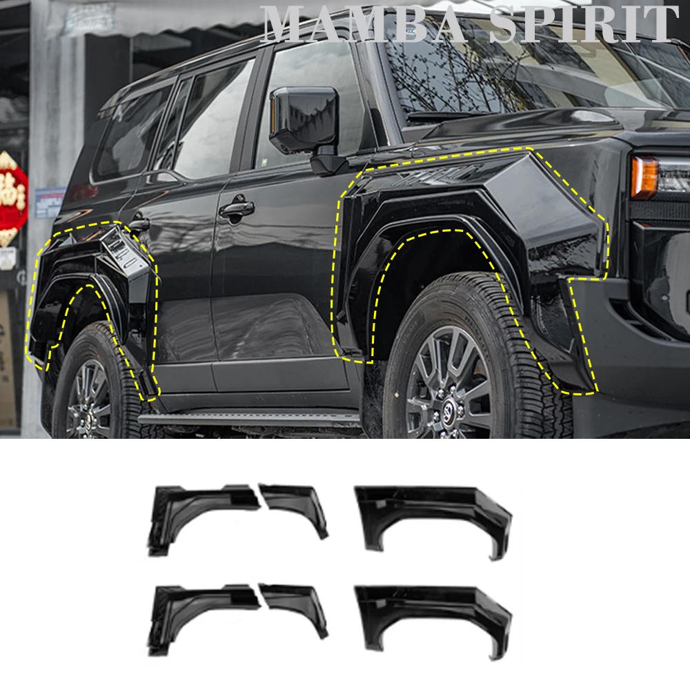 For Toyota Prado LC250 2024-2026 Widened Fender Flares ABS Glossy Black Offroad Exterior Styling Accessories