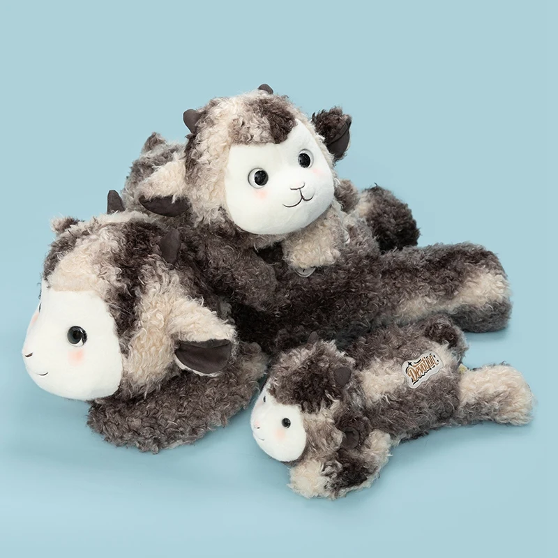 Sheep Plush Doll Multi Size 40cm 60cm 80cm Gray White Curly Stuffed Animal Soft Lying Toy for Bedroom Holiday Gift Set