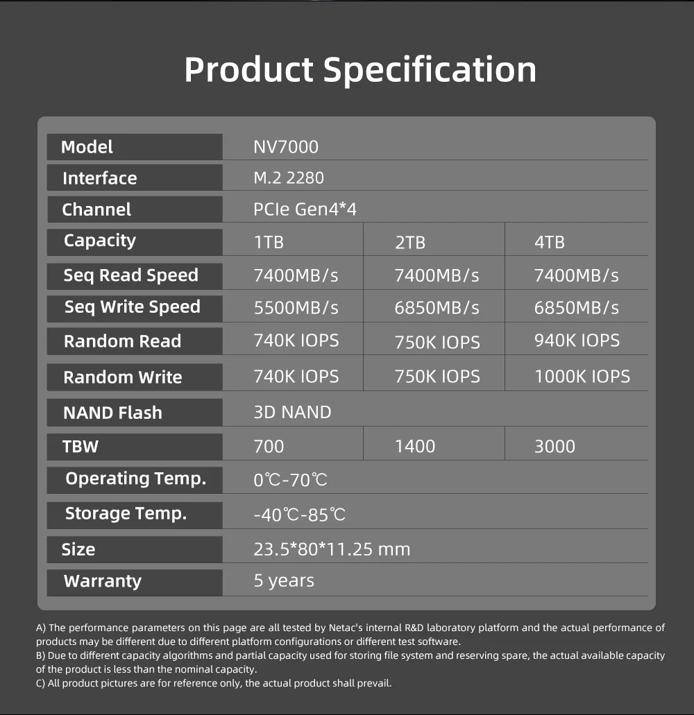 Netac M2 NVMe SSD 2 TB 512 GB 4 TB SSD 1 TB interne Solid-State-Festplatte M2 PCIe 4.0x4 2280 SSD-Laufwerk für PS5 Laptop PC – Detail 11