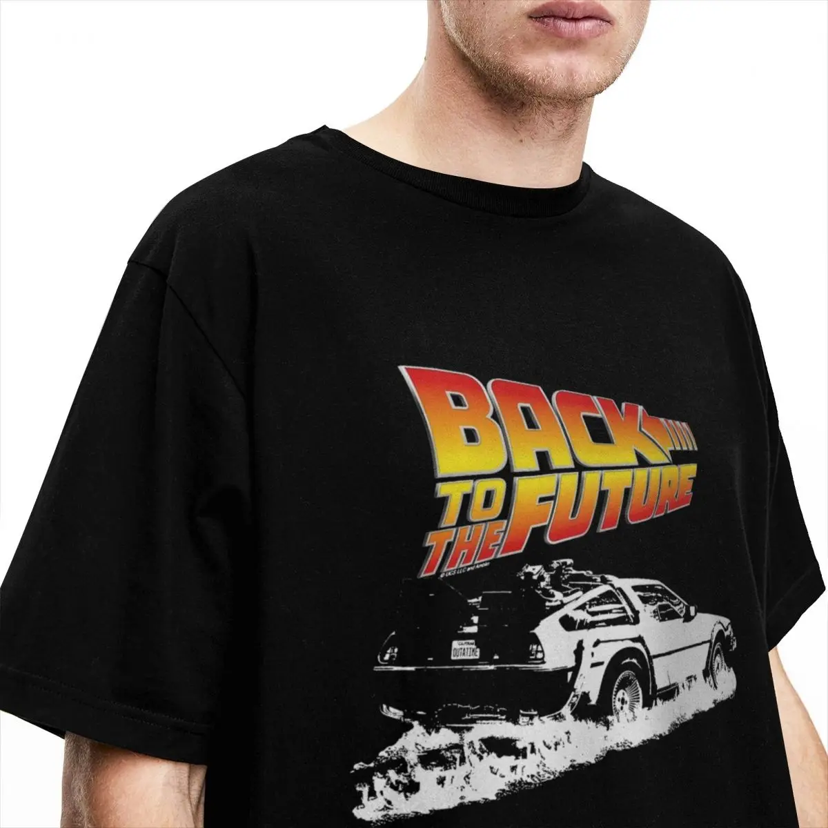 Back To The Future for Men Women T Shirts DeLorean Fire Tracks White Stencil Stuff Amazing Tees T-Shirt Cotton Clothing