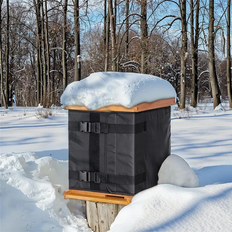 AA01-Bee Beehive Wrap For Winter, 600D Oxford Cloth Adjustable Design Fits For 10 And 8 Frame Hives, Works 2 Deep Box Systems