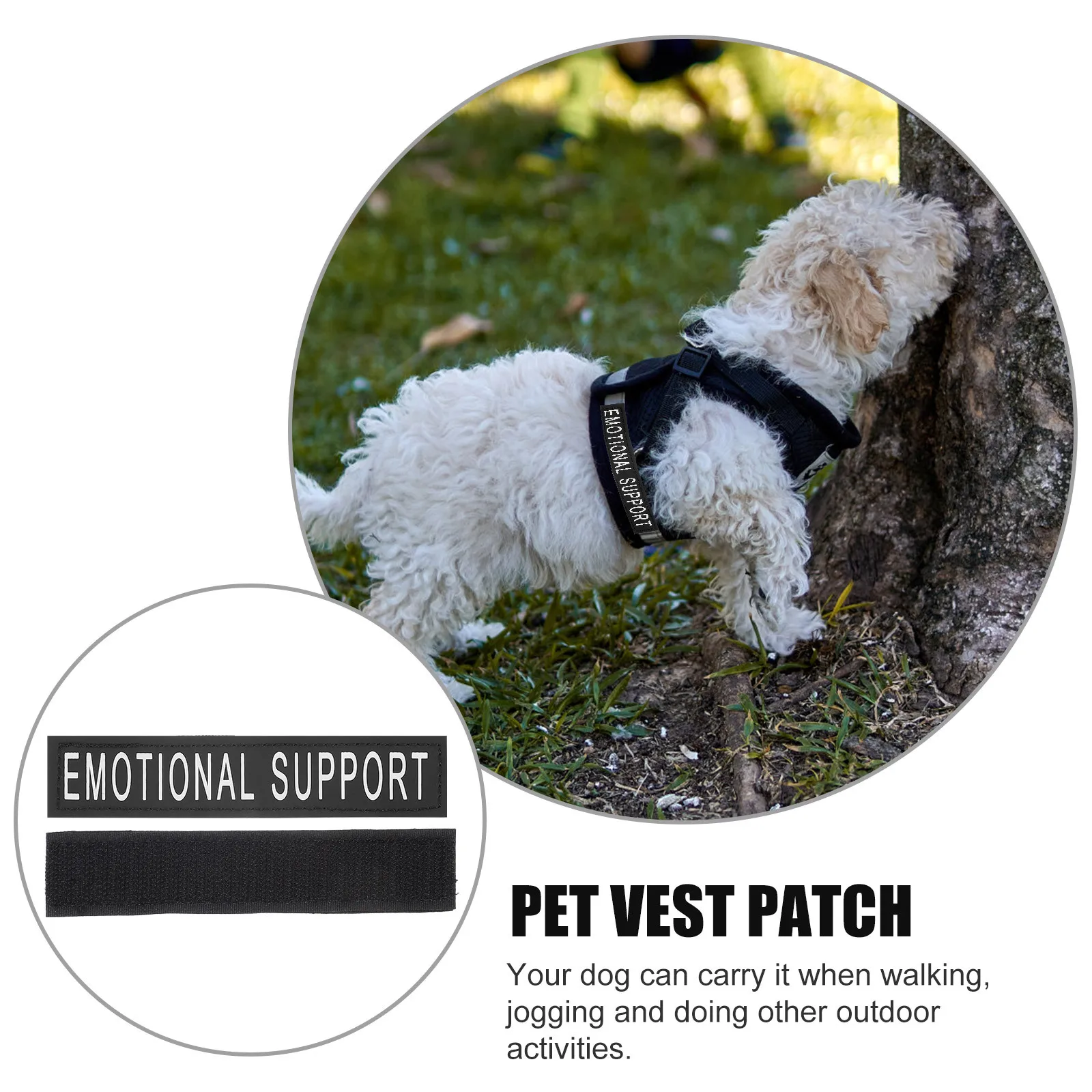 

2Pairs Reflective Dog Chest Strap Patches Black Lightweight Portable Pet Vest Stickers for Outdoor Walking Safe Anti-Lost