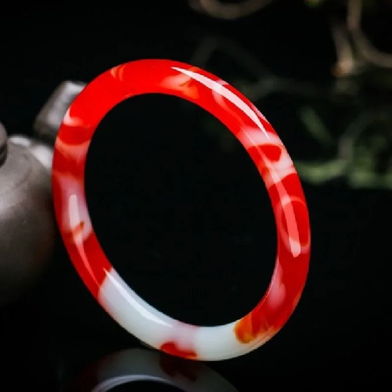 Chicken Blood Thin Strip Bracelet Jade Women's New Bracelet Plain Ring Does Not Fade Jade Bracelet Women