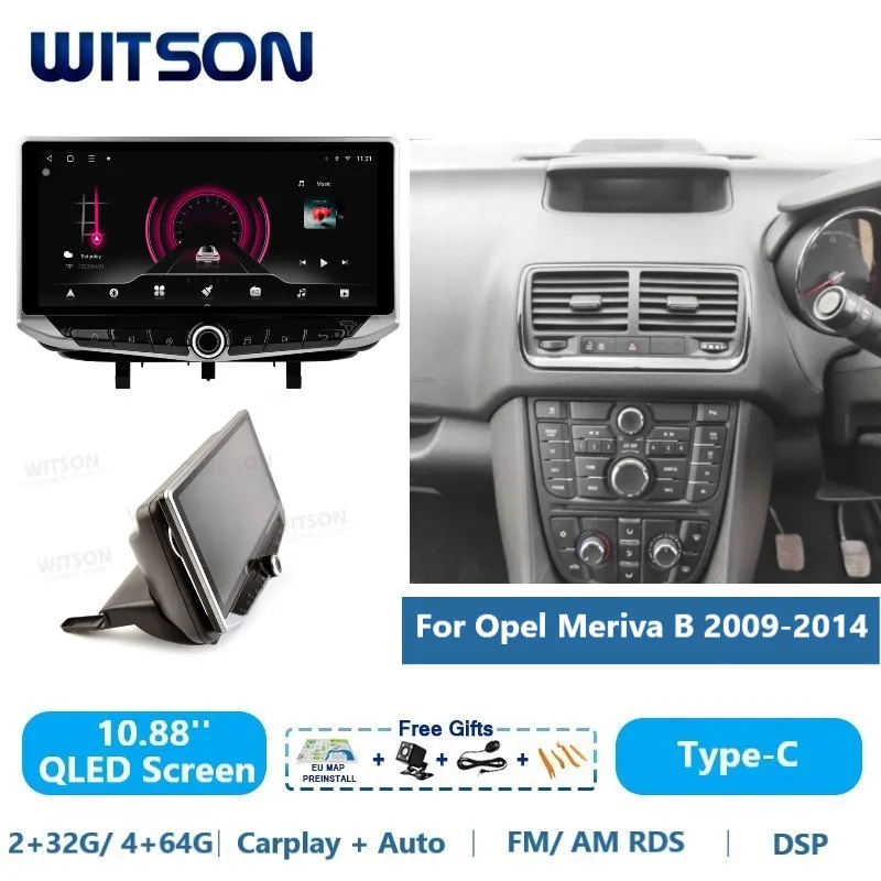 Auto Stereo QLED Android Car Multimedia for Opel Meriva B 2009 - 2014 Carplay Vehicle Radio GPS WiFi WITSON Head Unit