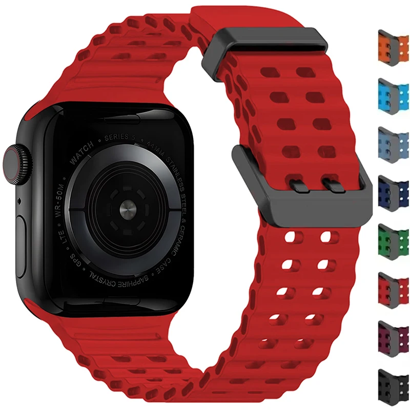 Ремешок для Apple Watch Ultra 2 49 мм 45 мм 44 мм 42 мм 38 мм 41 мм 40 мм Силиконовый ремень для iWatch series 10 9 8 7 se 5 4 3 Correa