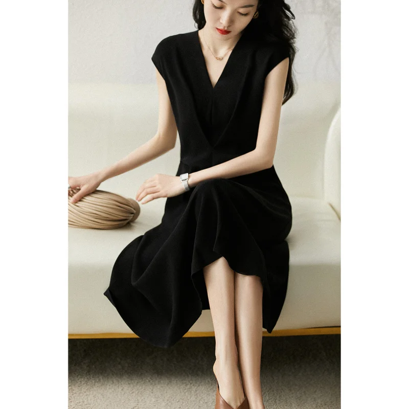 [Qz113041mg] black magic love smooth fabric women dress