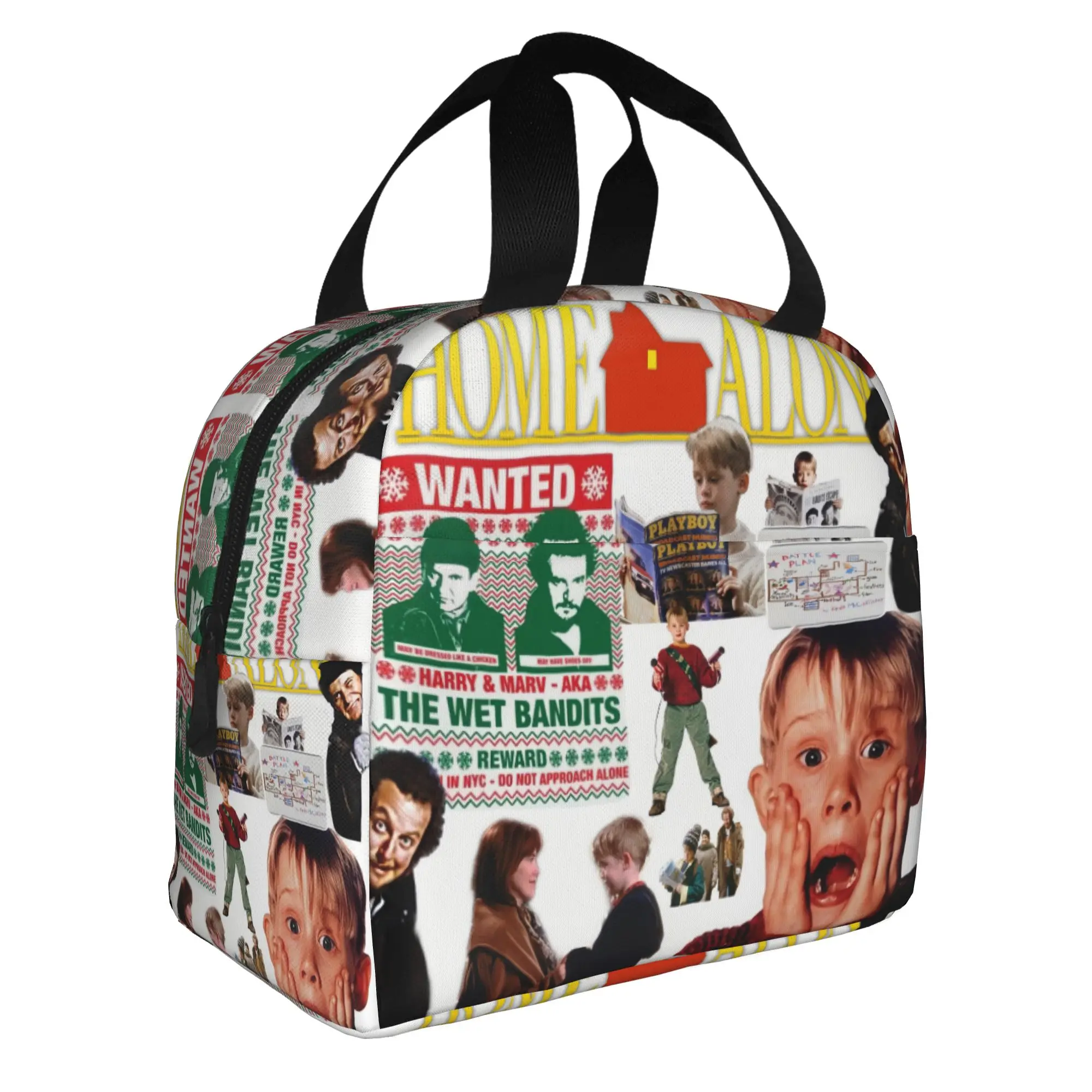 Home Alone Cartoon Christmas Comedy Film  Insulated Lunch Bags for Women  Resuable Thermal Cooler Bento Box School