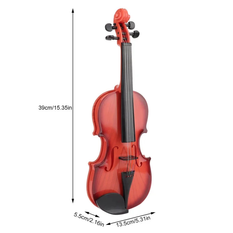 Brinquedo de violino acústico simulado para crianças, corda ajustável, musical para iniciantes, instrumento de desenvolvimento, prática, marrom claro