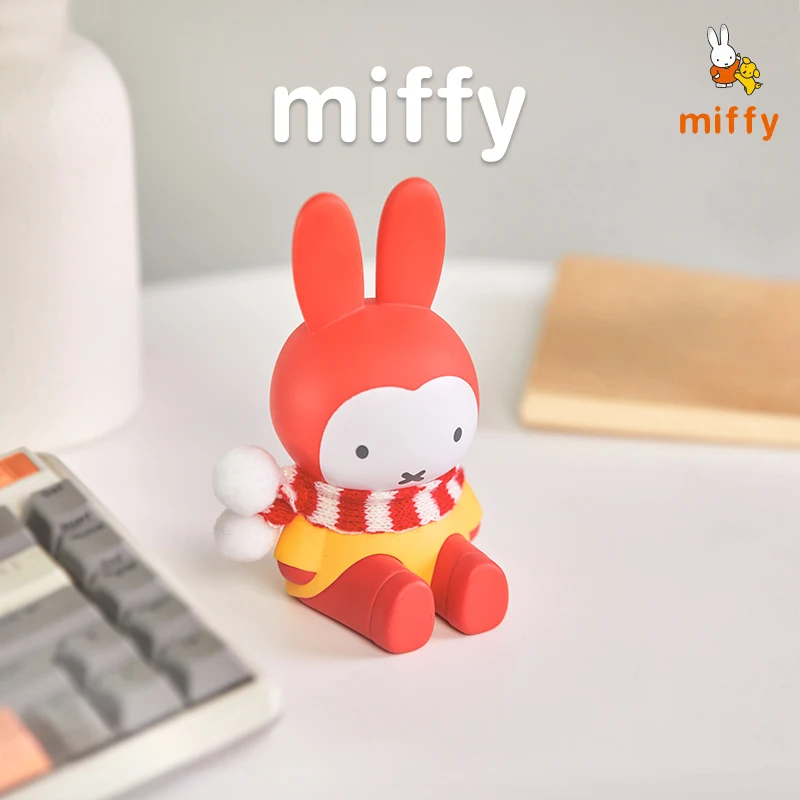 Kawaii Miffy Figure Cartoon Winter Series Creative Desktop Ornaments Multi Functional Phone Stand Anime Accessories Perfect Gift