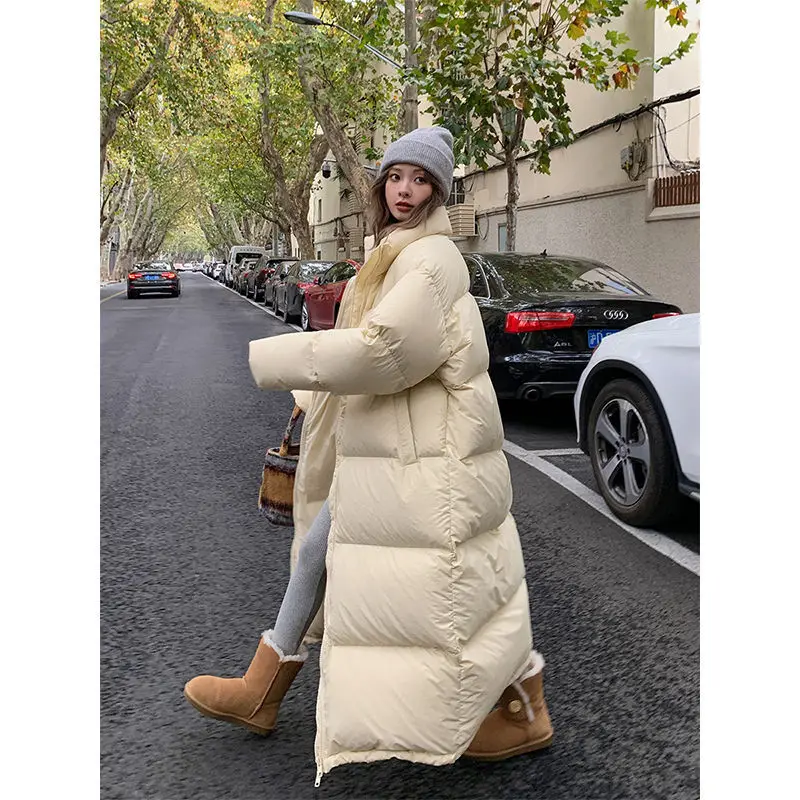 Chaqueta de plumón de gran tamaño para mujer, Parka larga acolchada de algodón coreano, Abrigo acolchado cálido, ropa de nieve a prueba de viento, 2023