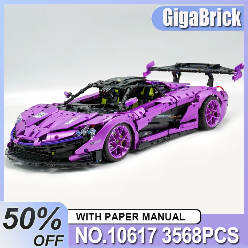 

GULY 10617 Технический MOC P1 Фиолетовый Супер Автомобиль Гиперкар Модель Строительные Блоки Кирпичная Головоломка Развивающая Игрушка DIY Рождественский Подарок Детям