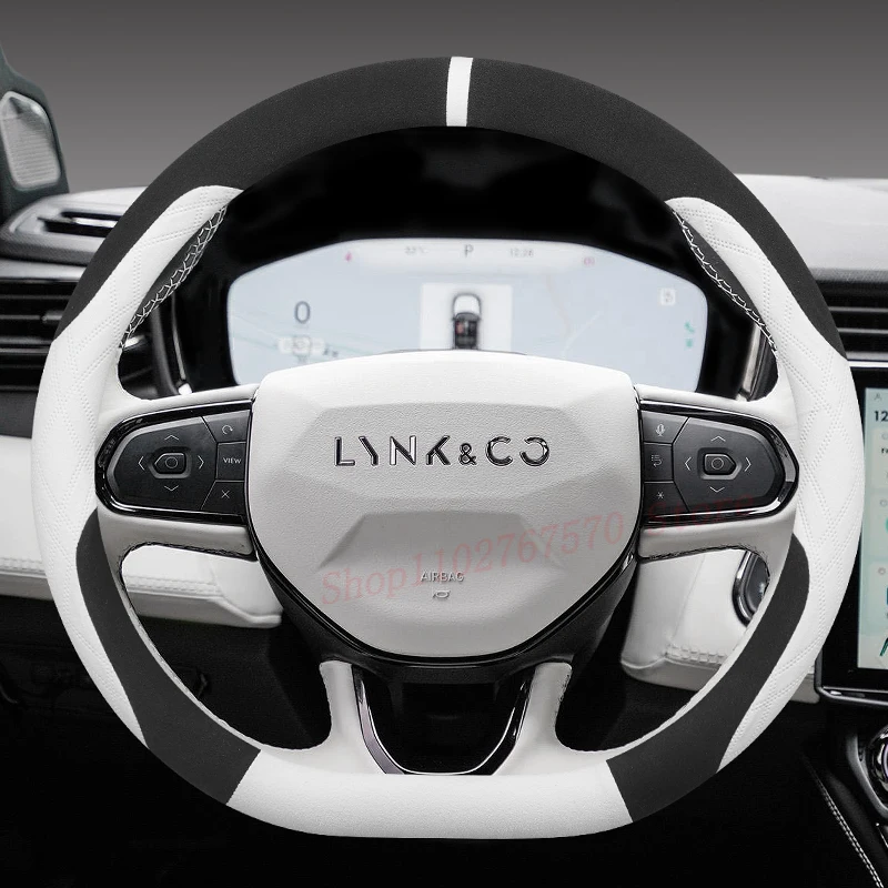 

For LYNK & CO 03 03+ 06 01 02 05 09 Suede Steering Wheel Cover Non-slip Four Season Universal Car Interior Accessories