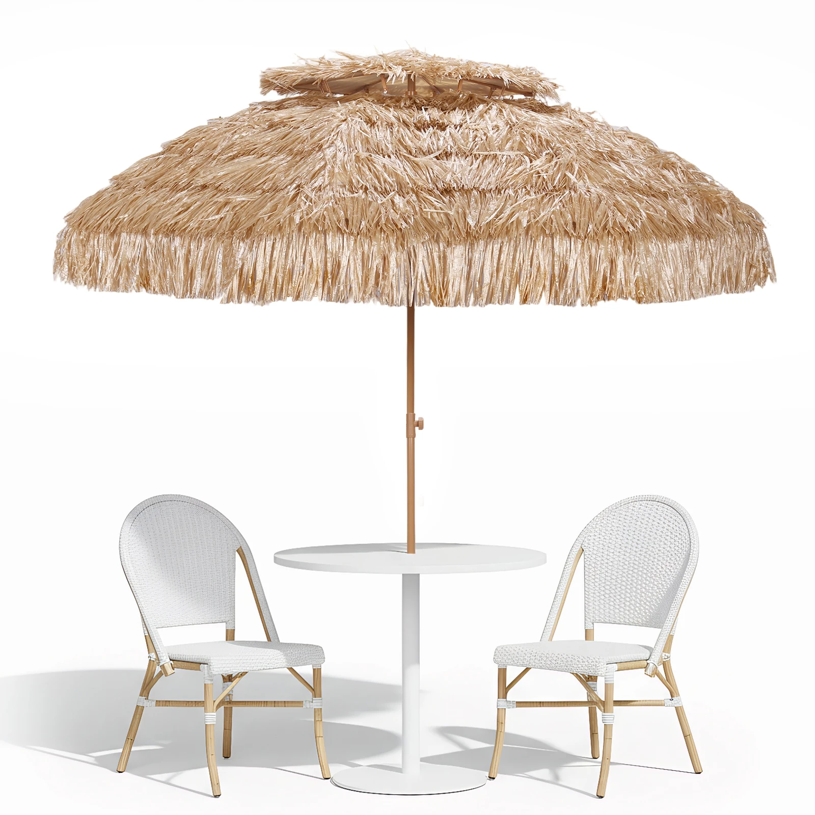 280 سنتيمتر/9ft 2-Tier مظلة شاطئ هاواي مع 8 الأضلاع هاواي القش مظلة هاواي القش تيكي مظلة لحمام السباحة حديقة في الهواء الطلق