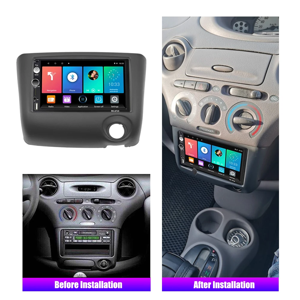 For Toyota Vitz Yaris Echo 1999-2005 7 Inch 2 Din Car Multimedia Player Head Unit with Frame GPS Navigation Android Autoradio