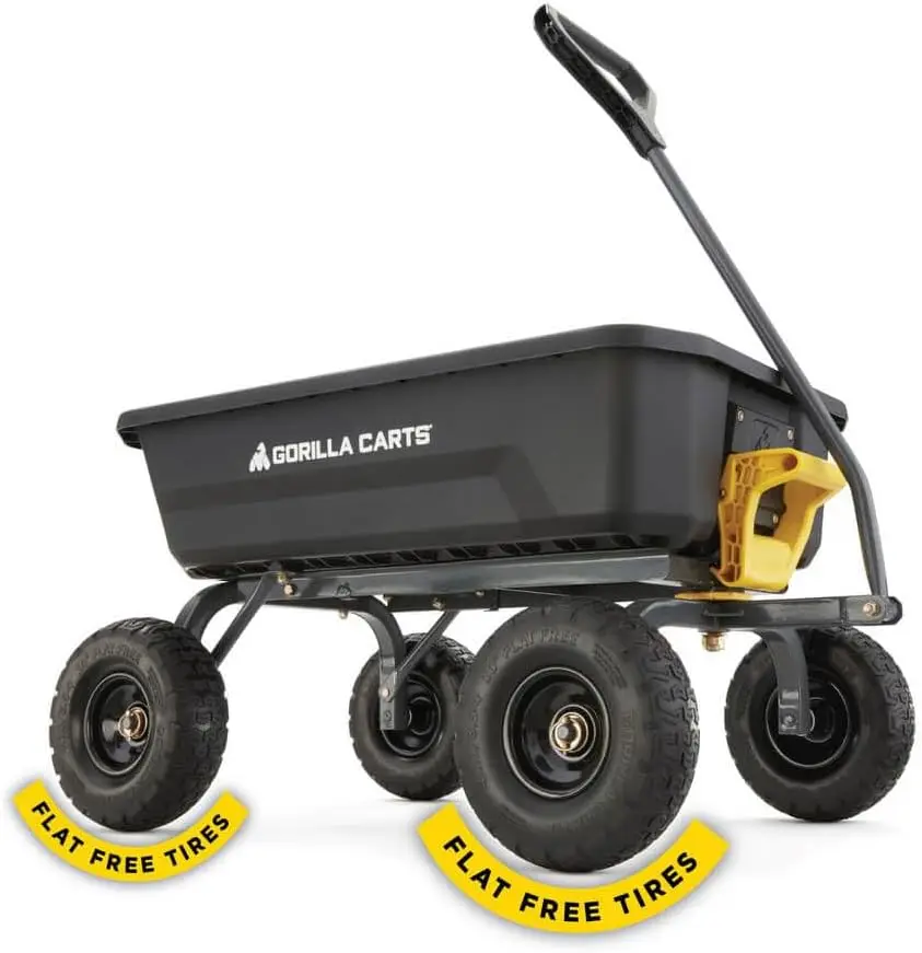 

Heavy-Duty Dump Cart with Quick-Release System, 600 lb Capacity, Flat-Free Tires for Garden & Yard Use