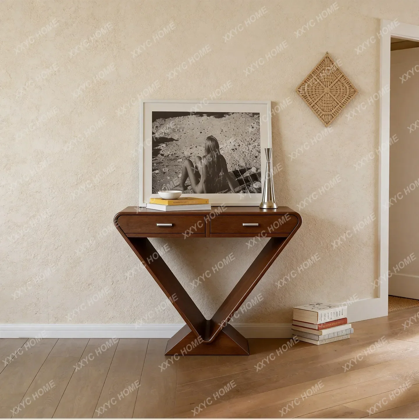 

Medieval style "triangular hanging shadow" living room side few decorated small coffee table bedside table