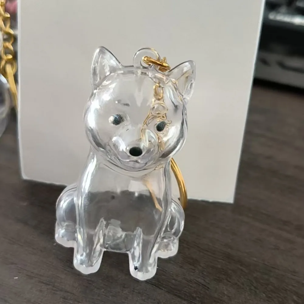 Cartoon Dog Shape Dog Hair Storage Box Hair Grooming Transparent Pet Hair Keychain Acrylic Keyring Puppy Pendants Jewelry Gift