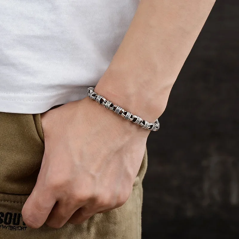 S925 Silver Bracelet Seiko Eternal Vine European and American Men's and Women's Fashion Retro Hip Hop Design Luxurious Jewelry
