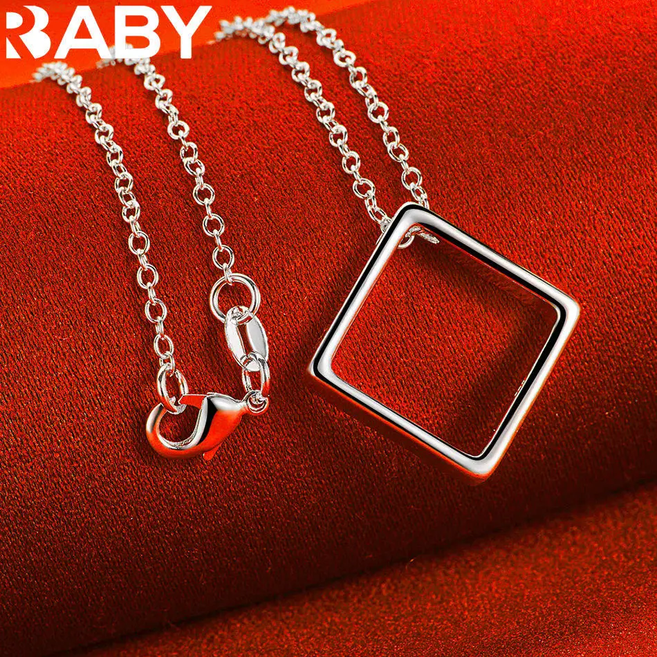 URBABY 40-75 cm 925 en argent Sterling carré pendentif collier pour femmes hommes charme tendance cadeaux d'anniversaire mode fête