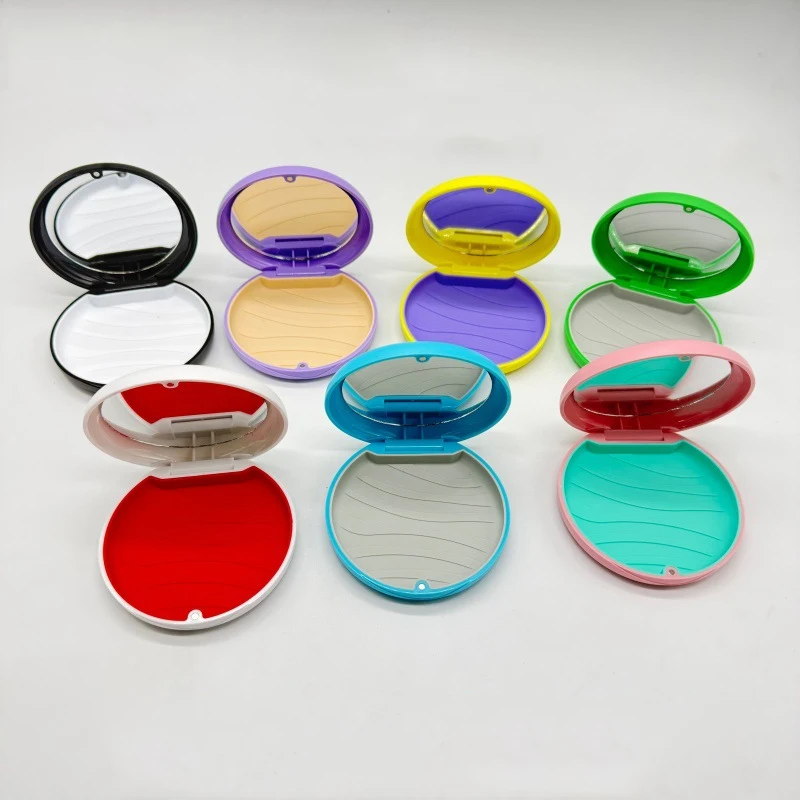 Dental Retainer Case with Mirror & Magnetic Closure, Orthodontic Aligner Storage Box with Silicone Pad