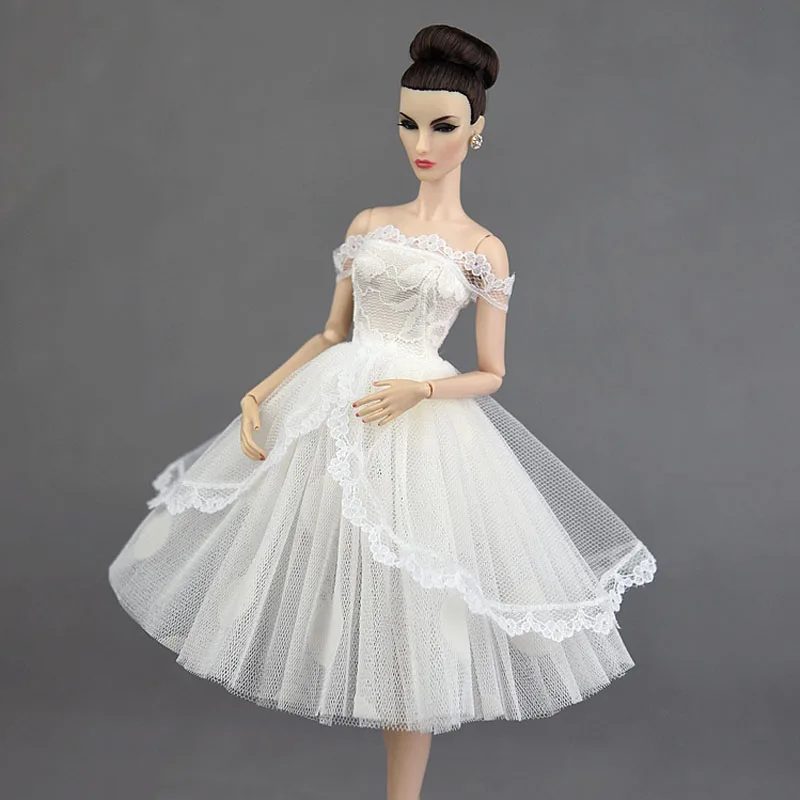 Hochzeit Kleid Spitze Ärmellose Elegante Ballkleid Party Puppe Kleidung für Barbie Puppe Outfits Spitze Kleidung für 1/6 BJD Puppe DIY Spielzeug