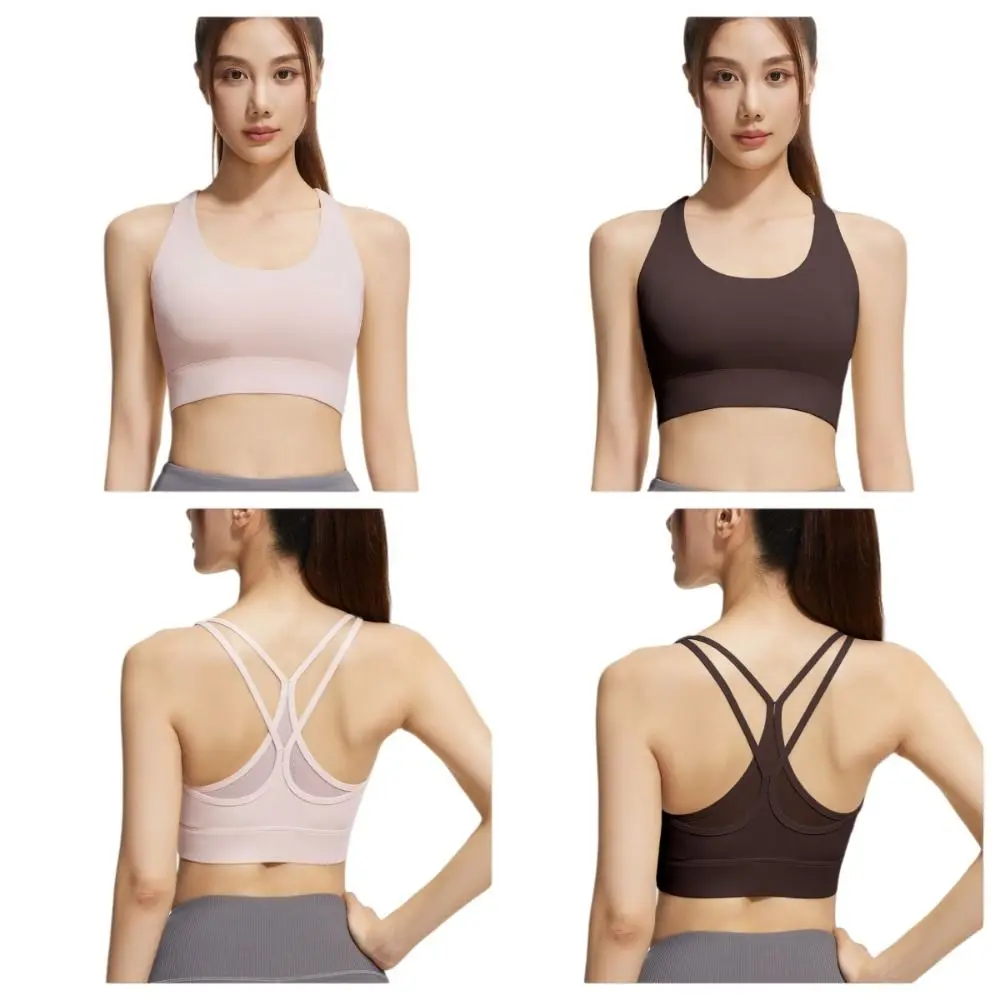 

Basic Cross Mesh Belt Women's Sports Yoga Bra Anti-shake Shockproof Yoga Underwear Lingerie Jogging Seamless Vest Girl