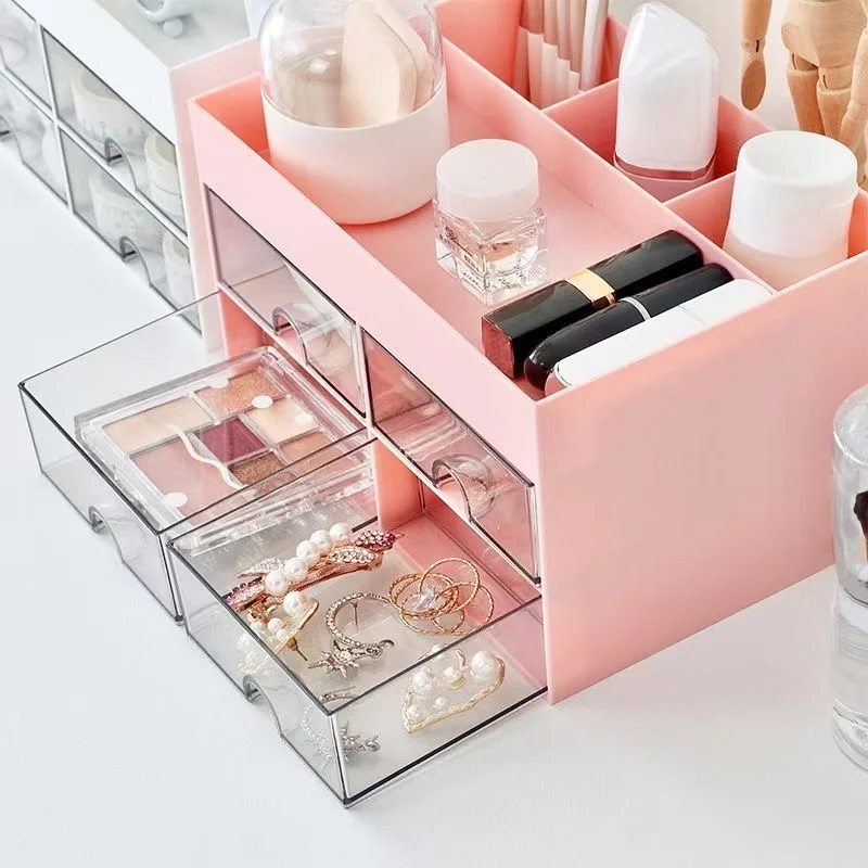 1 PC Multi-Functional Desktop Storage Box with Drawers, Office Stationery Storage Box, Vanity Cosmetics Storage Box view 5