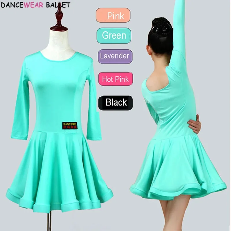 qq023New Girls Ballroom Waltz Tango Dress Kids Salsa Bachata Dance Costume Latin Dancing Clothes For Sale