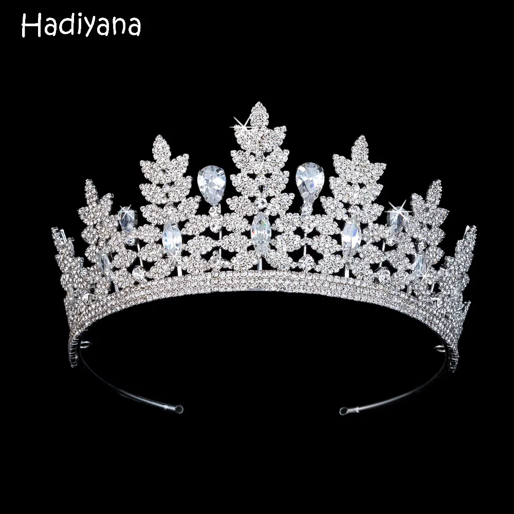 

HADIYANA Fashion And Delicate Women Rhinestone Tiaras Crown For Women Bridal Wedding Hair Accessories BC3816 Christmas Day Gift