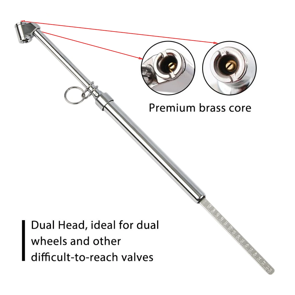 Heavy Duty Tire Pressure Gauge Dual Head Zinc For Alloy Accurate Reading for Vehicles Including ATVs and Bikes