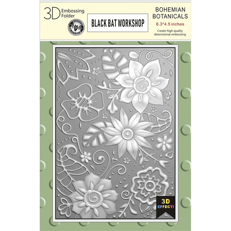 Bohemian Botanicals 3d Embossed Folder Is Used For Diy To Make Greeting Cards, Paper Scrapbook, Stamp Free Metal Cutting Mold, 2