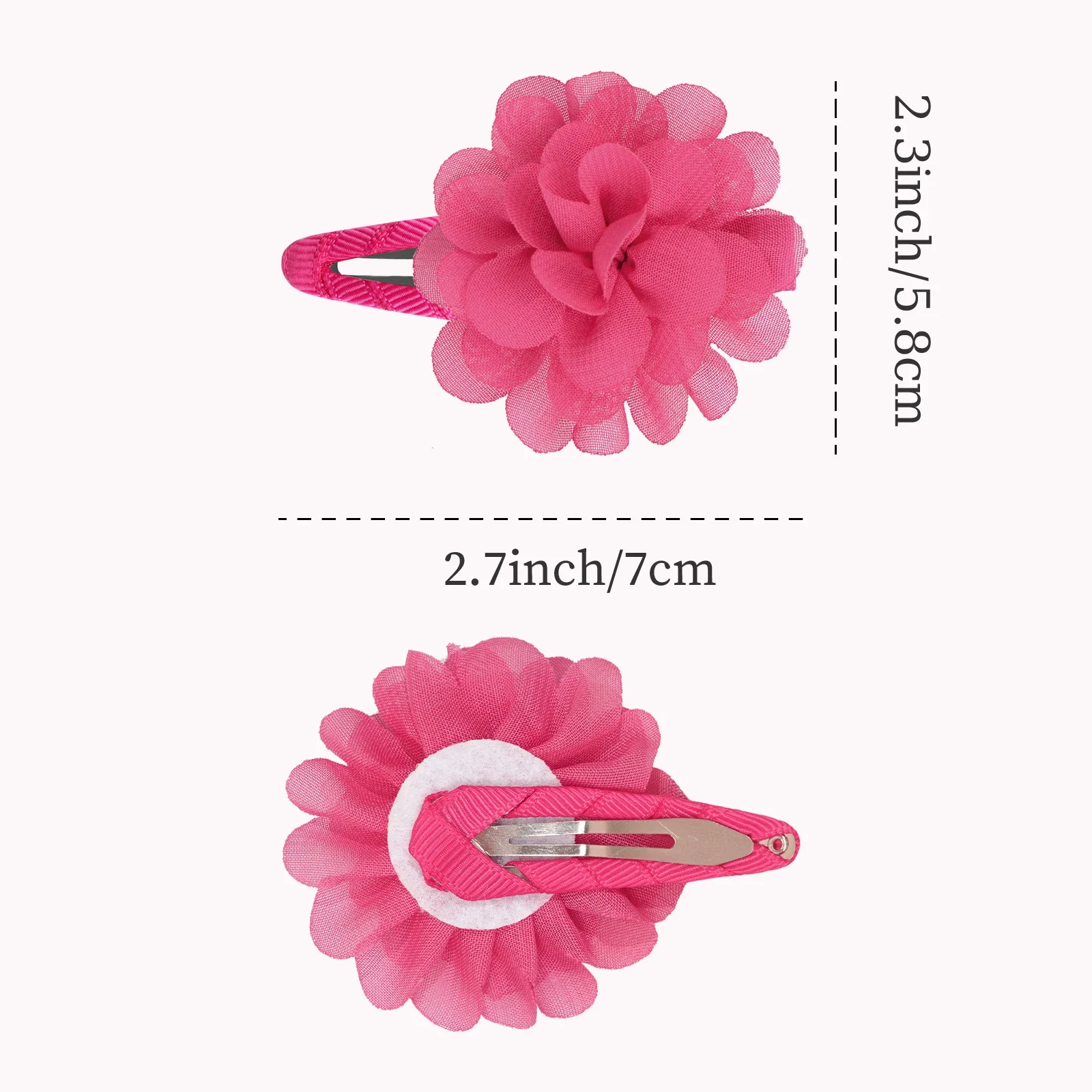 6Pcs Cute chiffon flower slip bangs hair clip, princess hair accessory, suitable for girls daily use, ideal choice as a gift