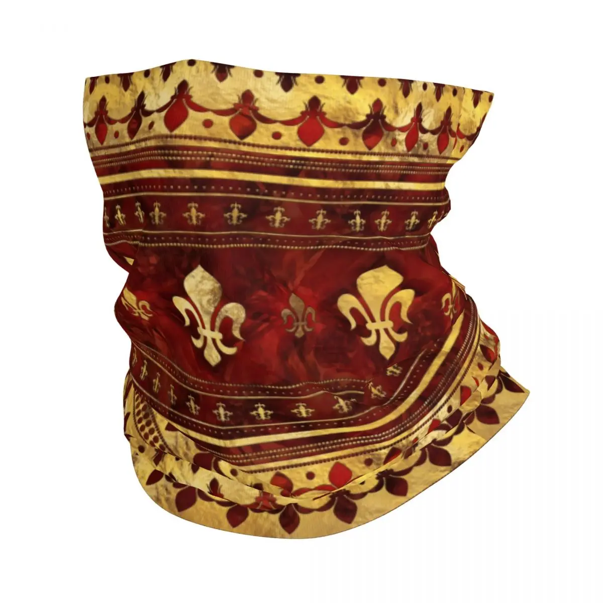 Fleur-de-lis Red Marble And Gold Winter Headband Neck Warmer Ski Hunting Tube Scarf Fleur De Lys Lily Flower Face Bandana Gaiter