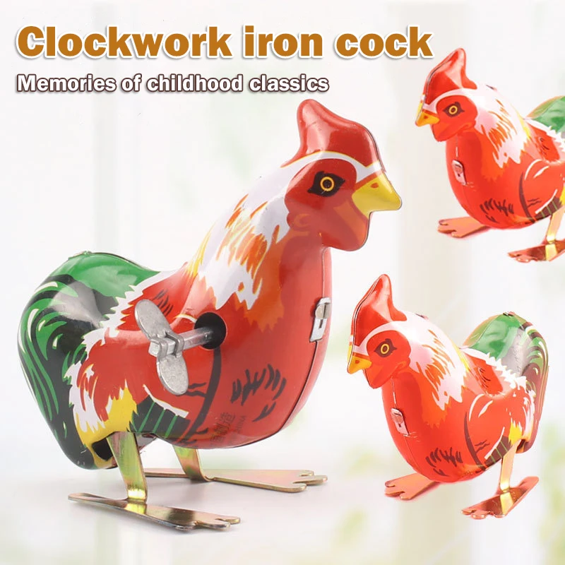 

Clockwork Toy Classic Wind-up Jumping Frog Rabbit Mouse Rooster Tank Iron Sheet Action Figures Vintage Toy Kid Christmas Gift