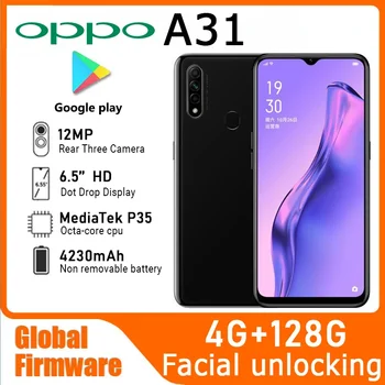 OPPO A31 4G 스마트폰 글로벌 펌웨어 Android CPU MediaTek P35 6.5인치 화면 ROM 128GB 배터리 용량 4230mAh Celular