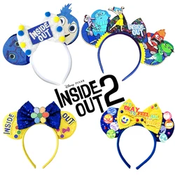 Anime Cartoon Inside Out 2 Theme Mickey Mouse Headband Joy Sadness Anger Disgust Fear Ear Headband Cosplay Decorative Gift