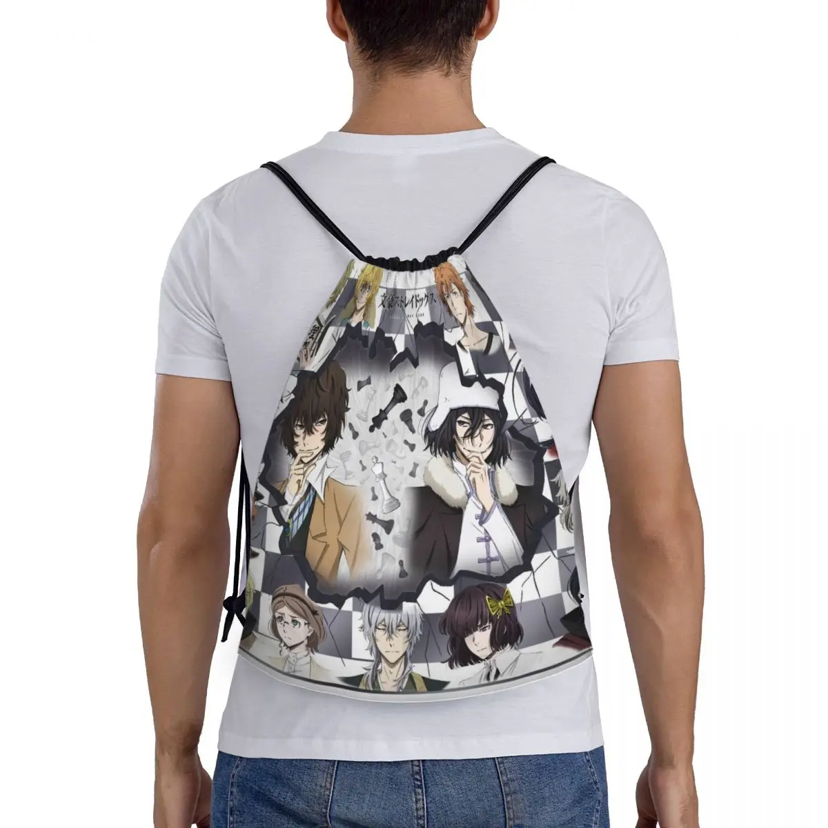 Bungou Stray Dogs Anime Zaino con coulisse Palestra Sport Sackpack Borsa a corda giapponese Dazai Osamu per l'allenamento