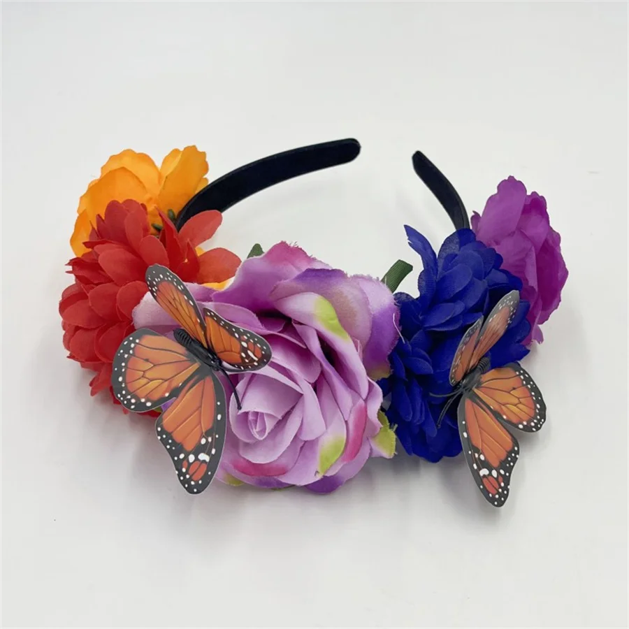 2024 New Fashion personality Boho Flower Crowns Headband For Women Faux Floral Hairband Wedding Art Photography Hair Accessories