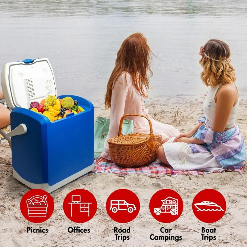 Wagan EL6224 12V Personal Thermoelectric Cooler/Warmer, 24 Liter Capacity, Portable Electric Car Cooler Warmer with 12/24V DC